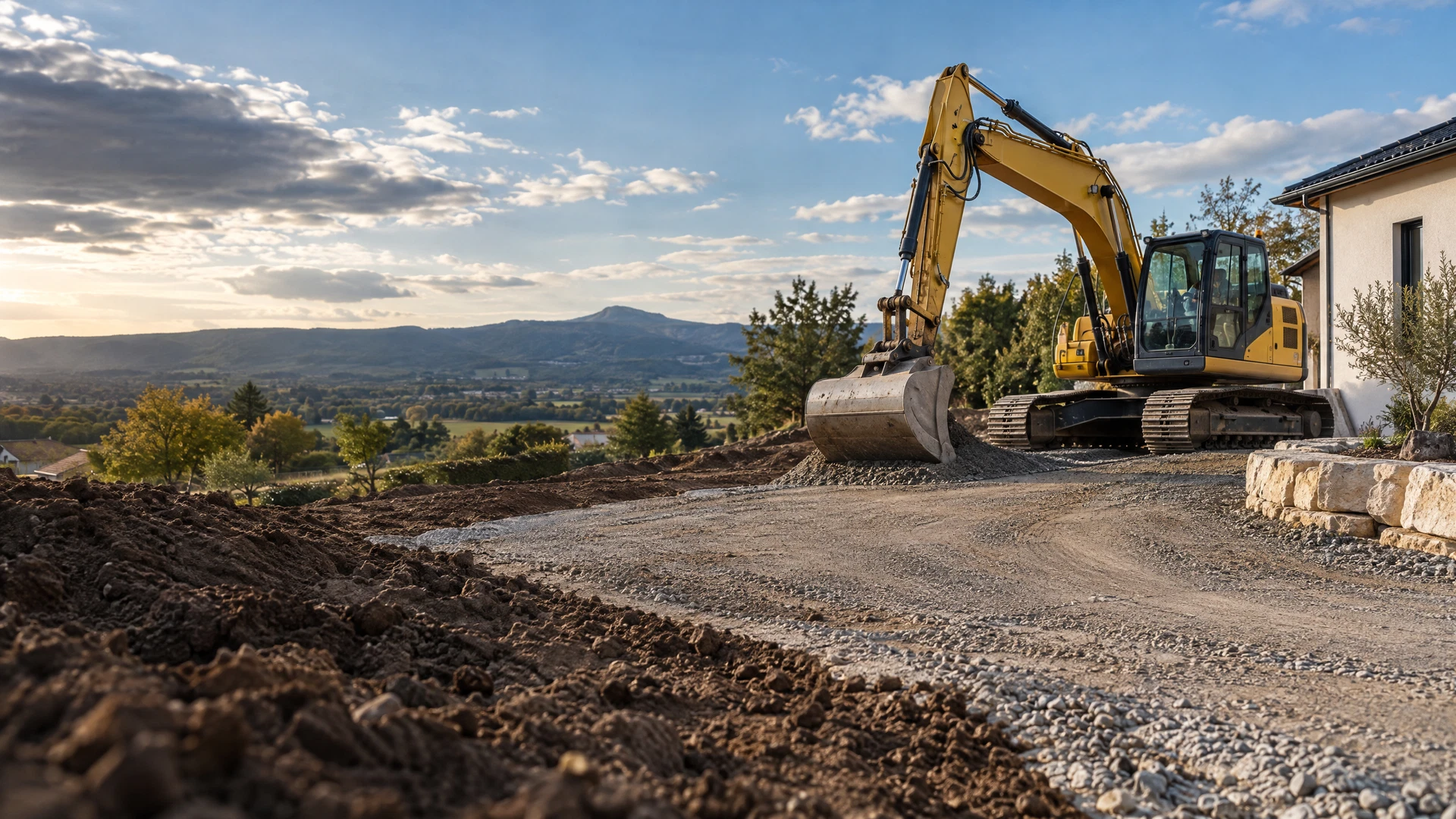 Visuel d’illustration d’un engin de terrassement sur un chantier générique